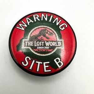 Vintage 1997 Jurassic Park The Lost World Button Pin Back Warning Site B